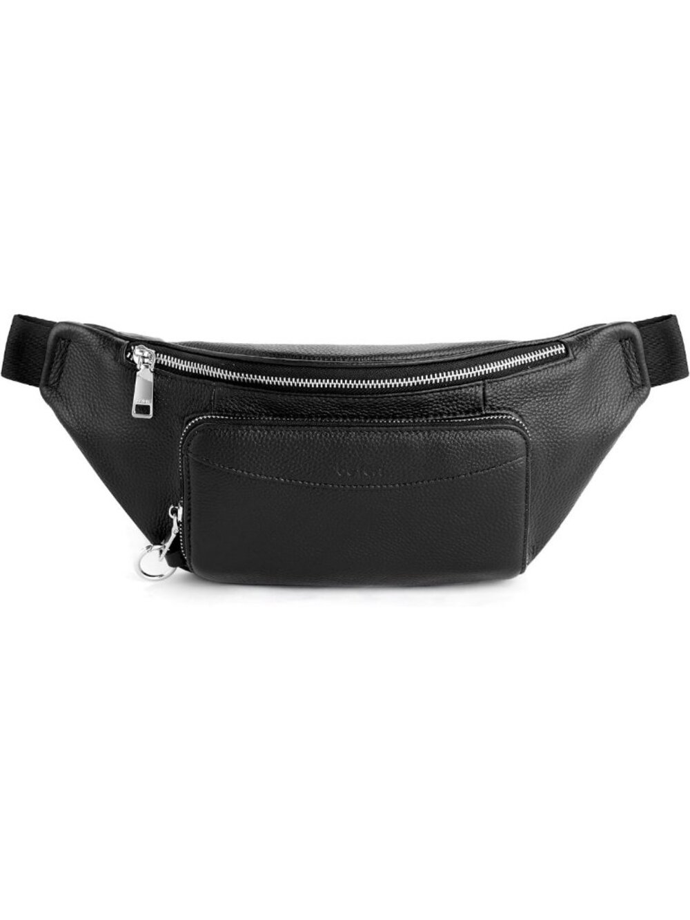 Stylish Black Genuine Leather Anti-Theft Fanny Pack Crossbody Bag for Women